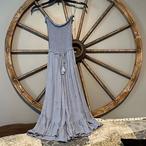 Blue strapless romper